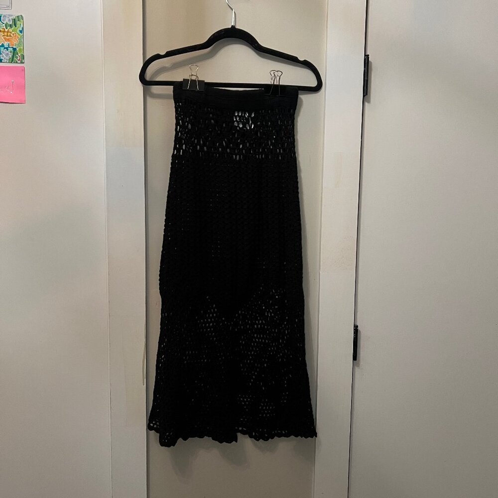 UNIF Black Midi Crochet Skirt, Size XS
